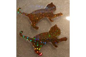 2  Buegelpailletten Katzen3 Hologramm gold